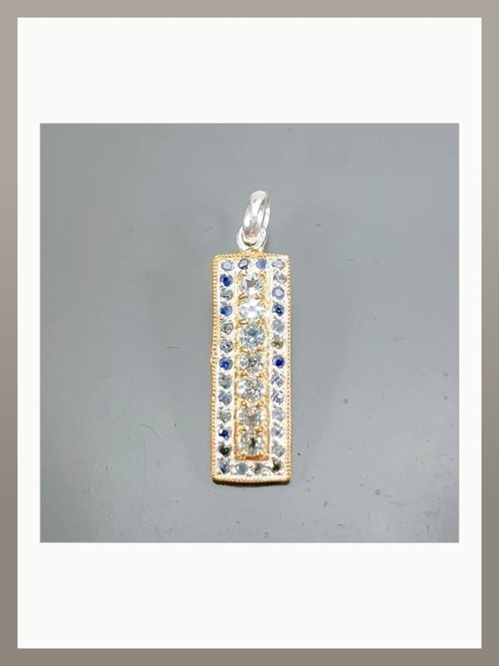 Pendant Natural Blue Topaz with Sapphire Accents 925